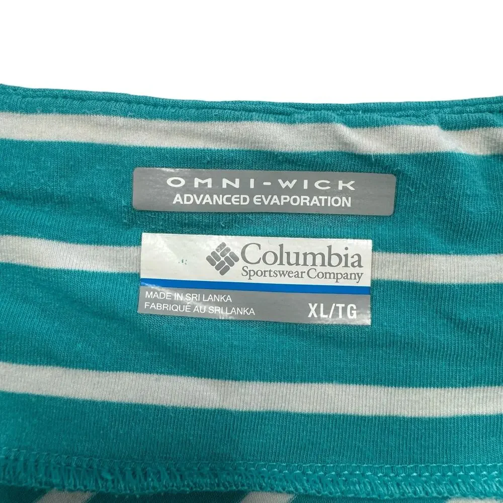 COLUMBIA PFG Omni-Wick Pull On A-line Skirt in Teal White Stripe Size XL Rayon - Picture 3 of 6